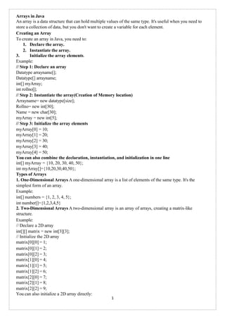 Arrays in Java with example and types of array.pptx