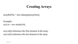 Arrays and Detailed explanation of Array | PPTX