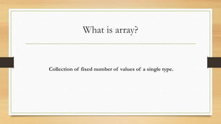 Arrays in java (signle dimensional array) | PPT