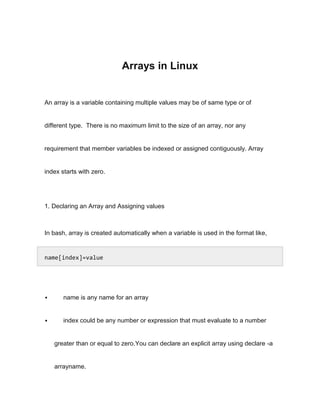 Arrays in linux | PDF