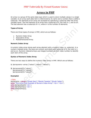 Arrays in PHP | PDF