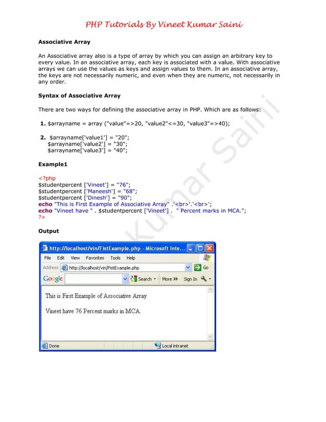 Arrays in PHP | PDF