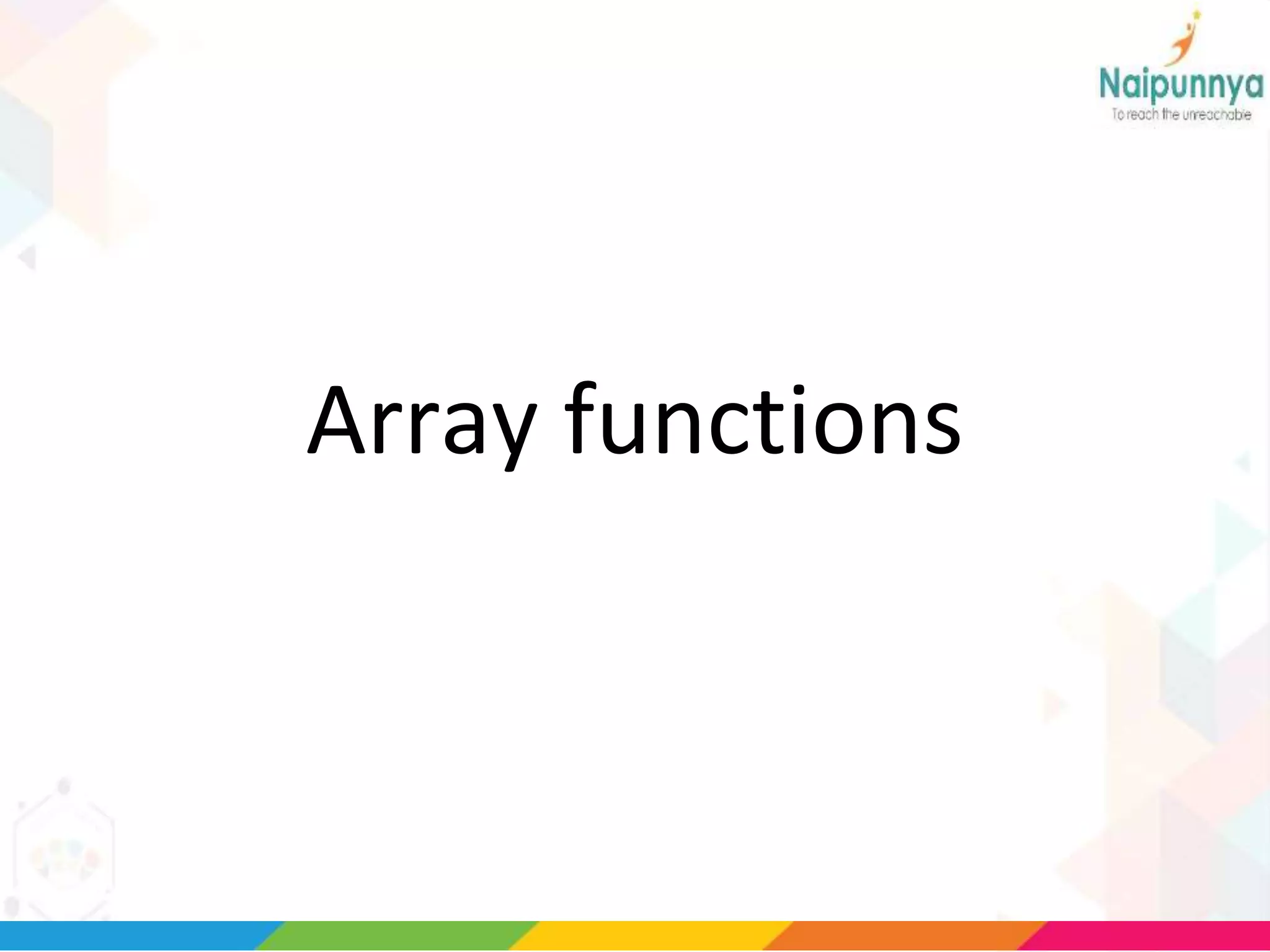 Array functions
 