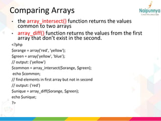 Arrays in php | PPT | Programming Languages | Computing