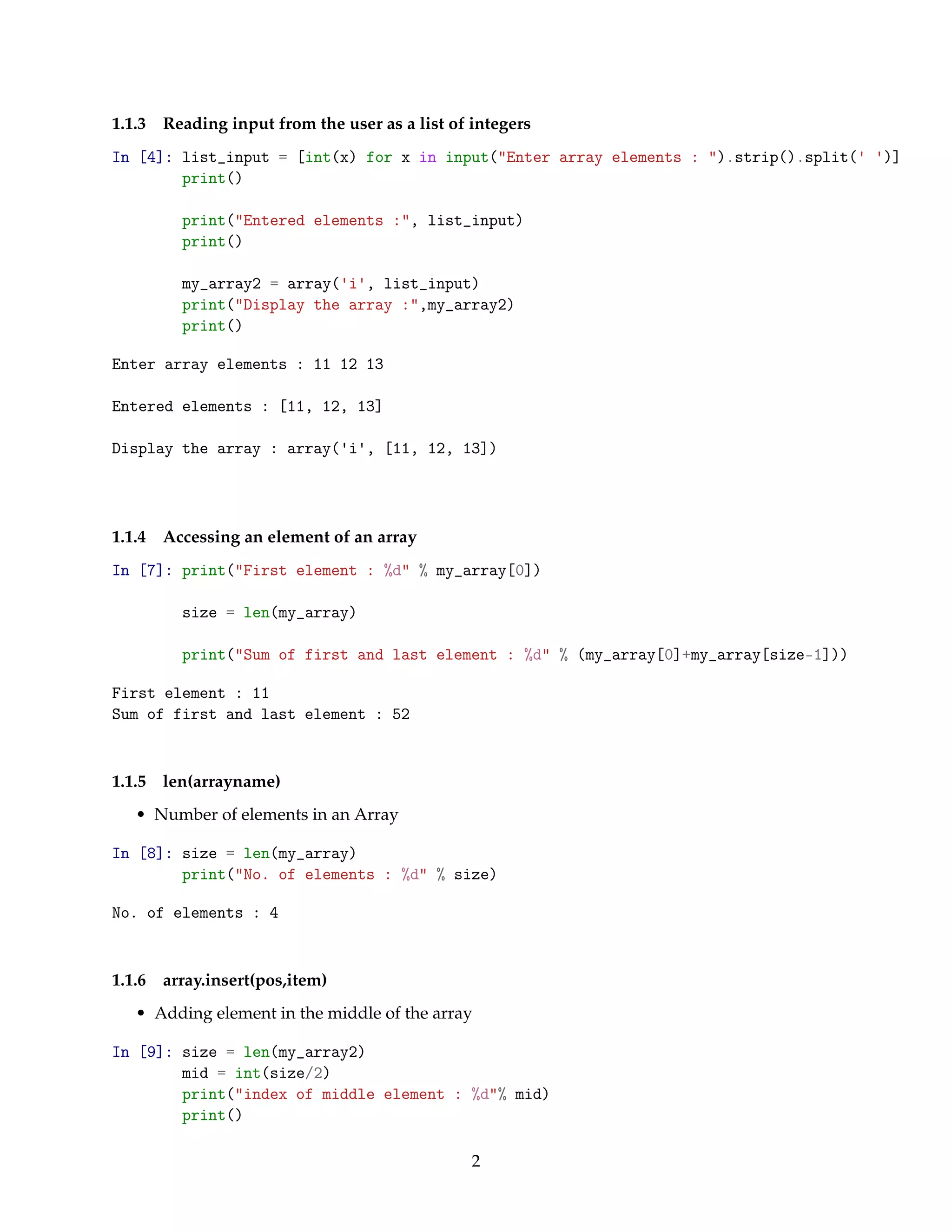 Arrays in python | PDF