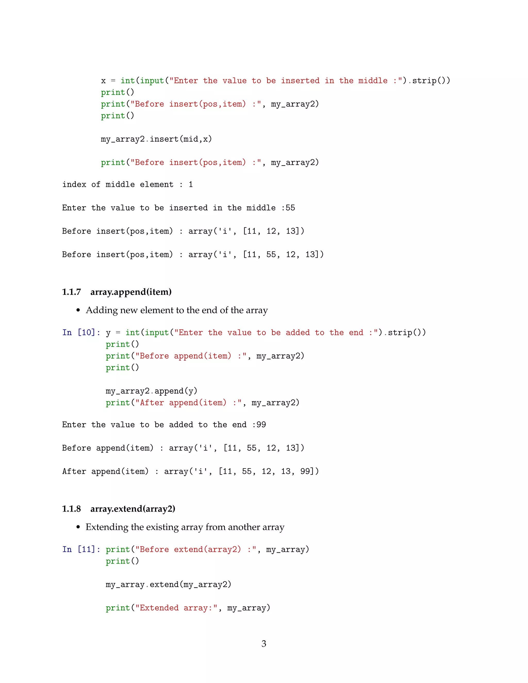 Arrays in python | PDF