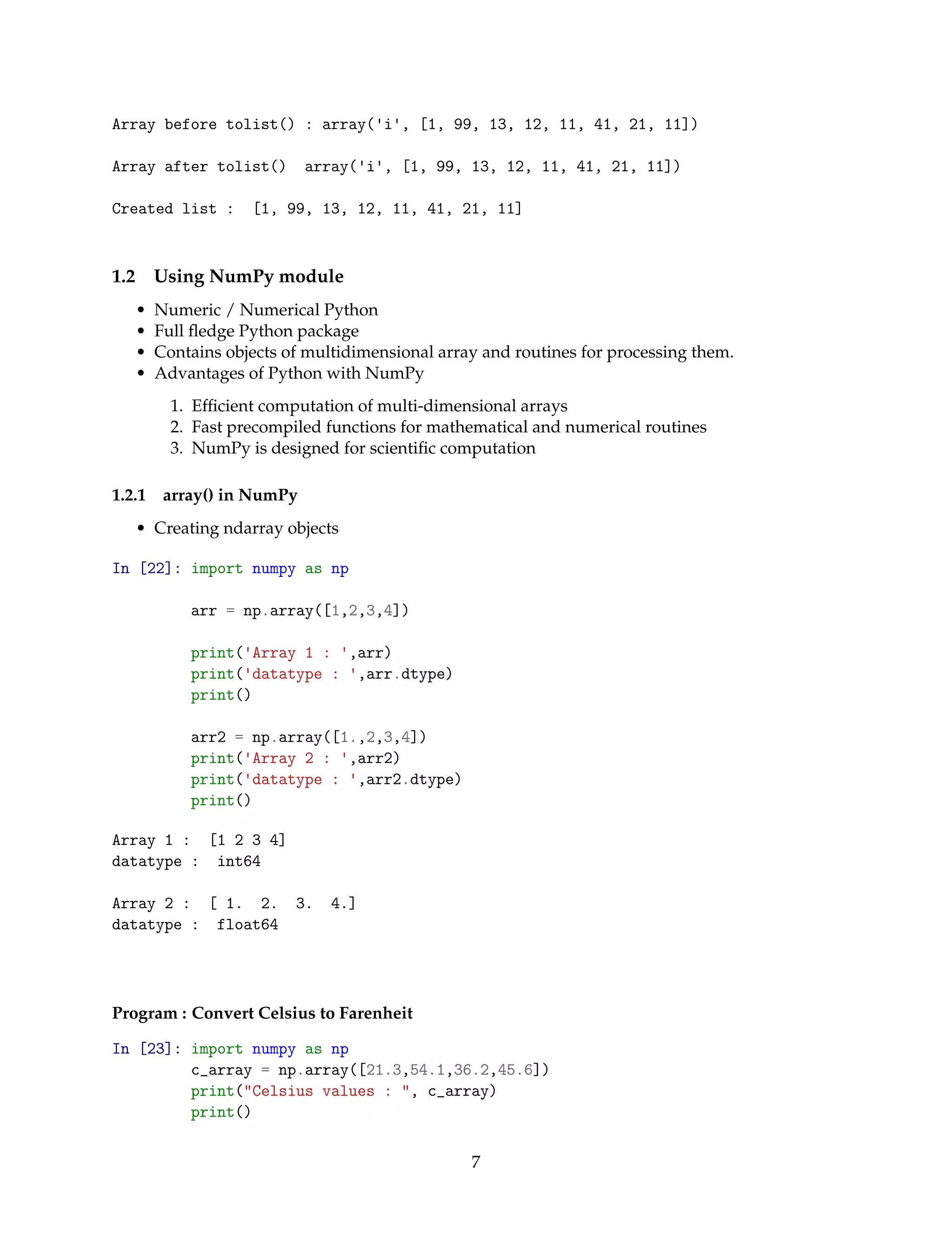 Arrays in python | PDF