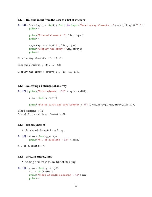 Arrays in python | PDF