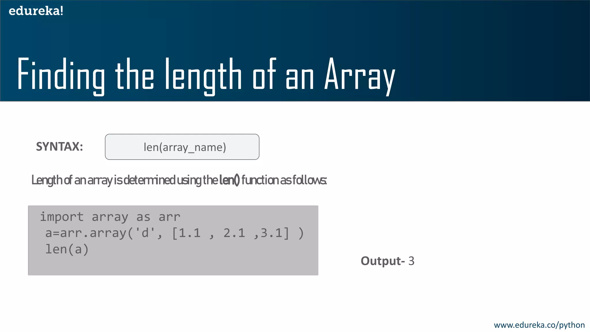 Arrays In Python | Python Array Operations | Edureka | PPT