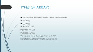 Arrays in python | PDF | Programming Languages | Computing