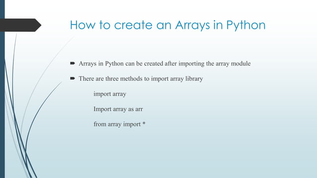 Arrays in python | PPT