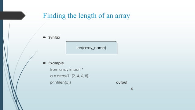 Arrays in python | PPT