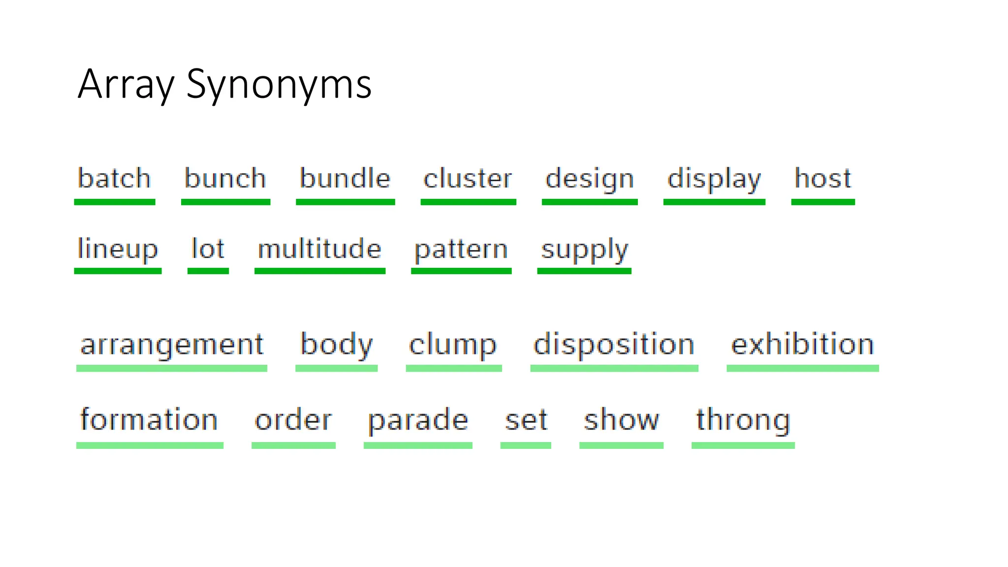 Array Synonyms
 