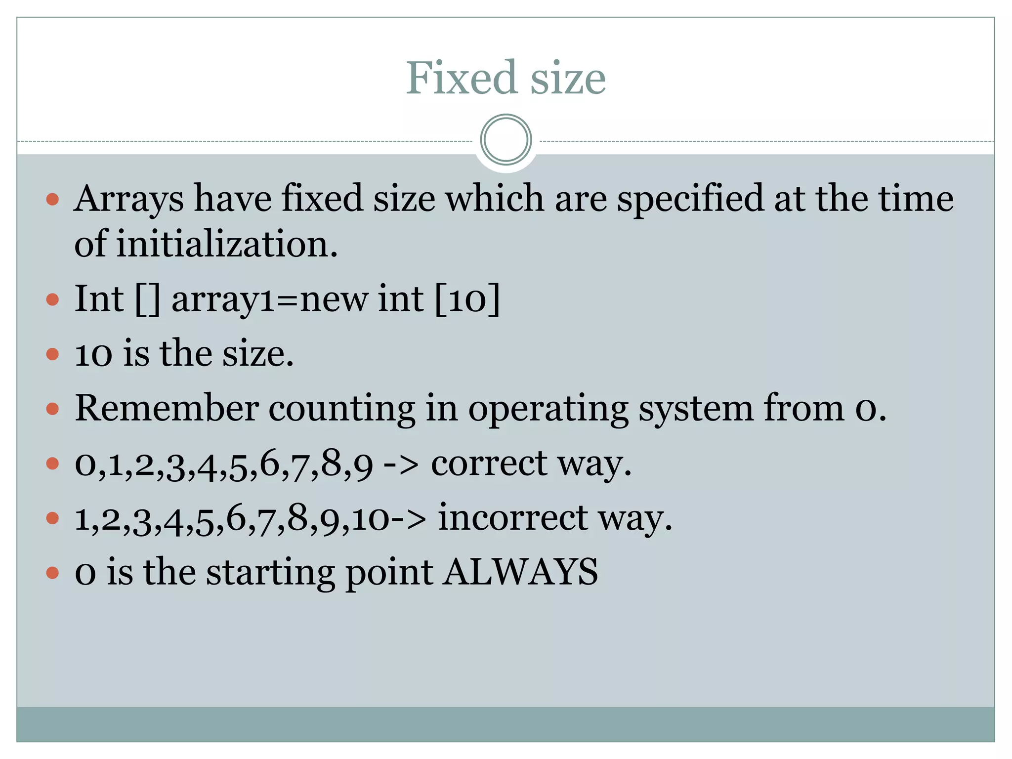 Arrays introduction- JAVA | PPT