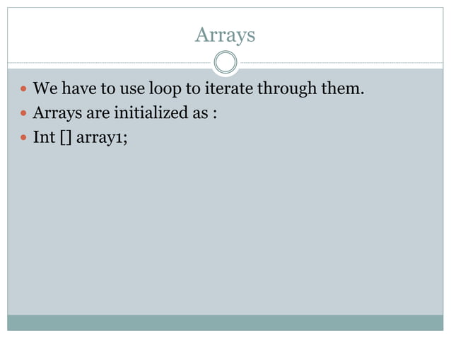 Arrays introduction- JAVA | PPT