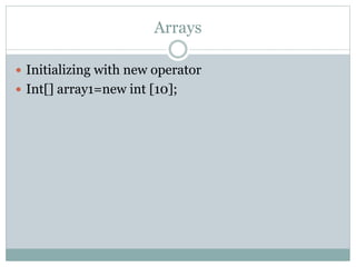 Arrays introduction- JAVA | PPT