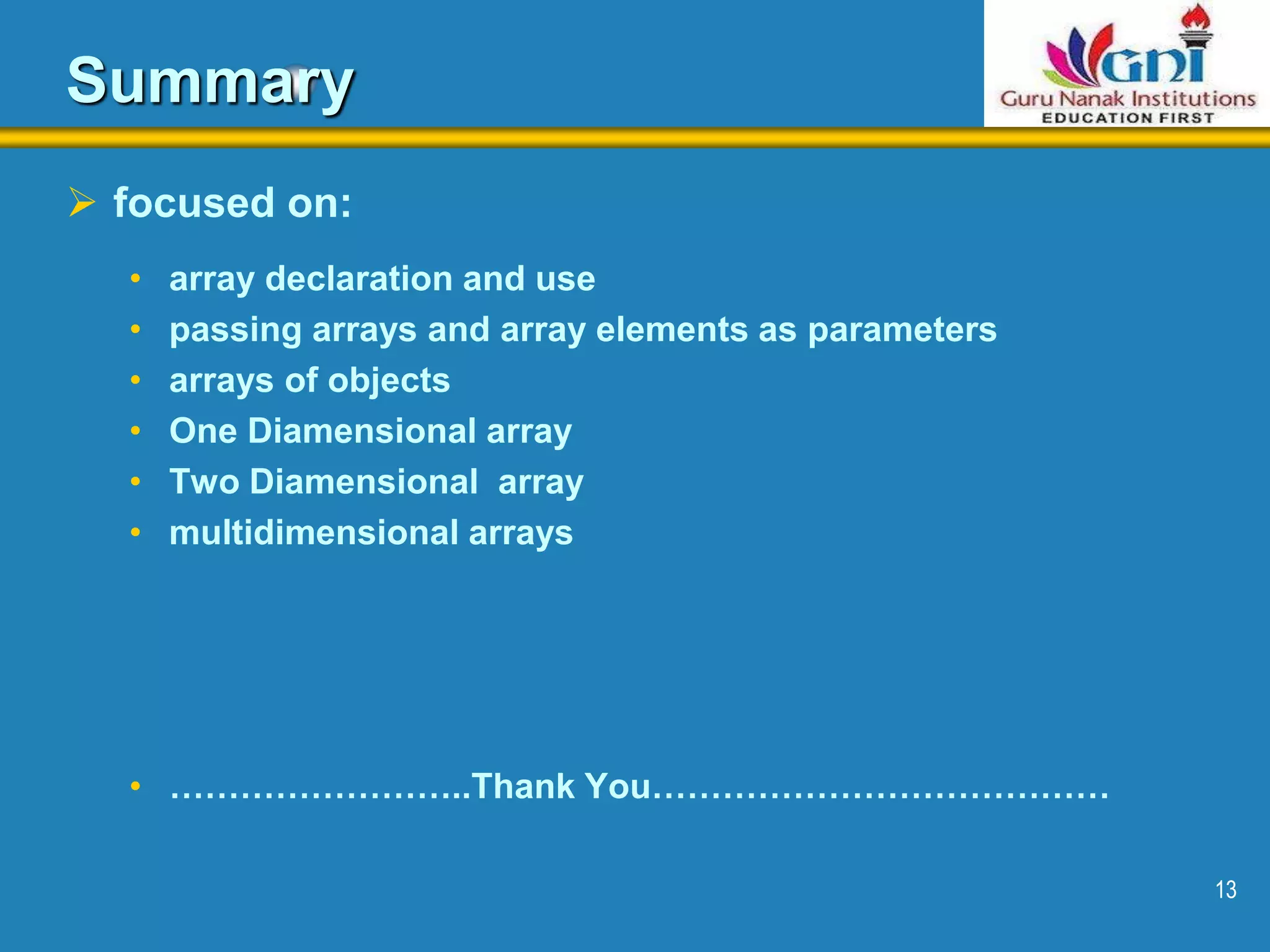 Arrays in C Programming | PPT