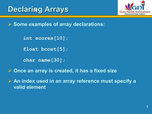 Arrays in C Programming | PPT