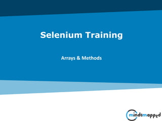 Page 0Classification: Restricted
Selenium Training
Arrays & Methods
 