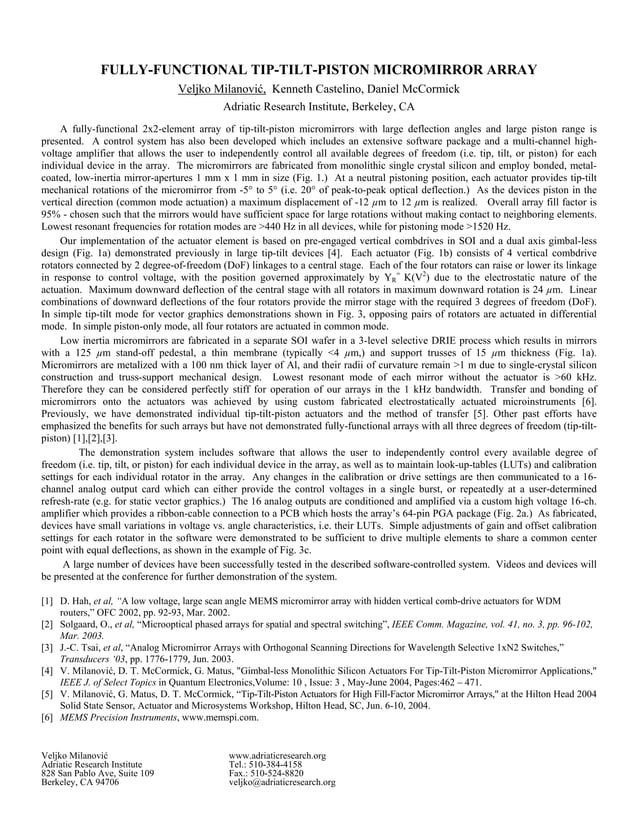 FULLY-FUNCTIONAL TIP-TILT-PISTON MICROMIRROR ARRAY | PDF