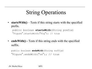 Arrays string handling java packages | PPT