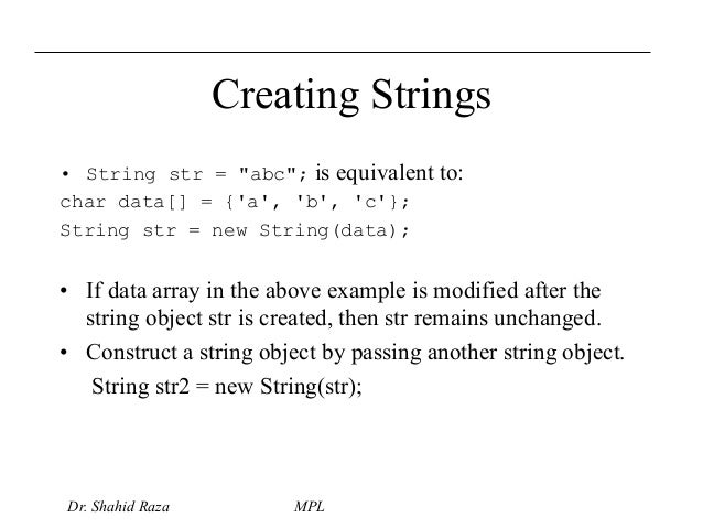 Arrays string handling java packages