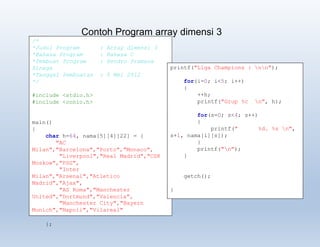 Array Dimensi banyak struktur data pertemuan ke 3 | PPTX