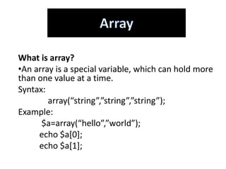 Array,Array Function,Get Method,Post Method | PPT