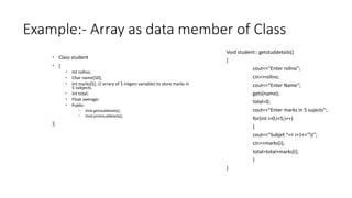 Array within a class | PPTX