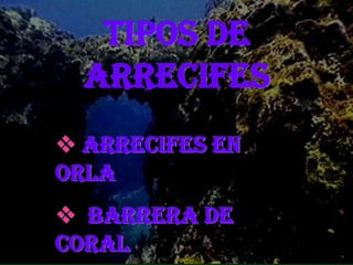 TIPOS DE
  ARRECIFES
 Arrecifes en
orla
 Barrera de
coral
 