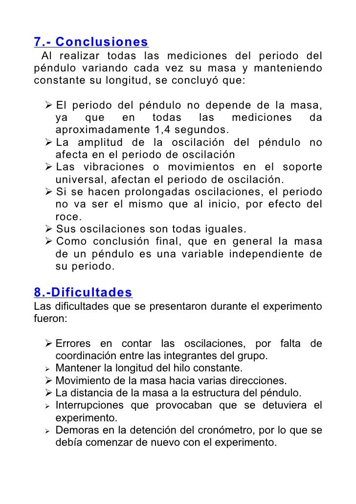 Porque La Masa No Afecta El Periodo De Un Pendulo
