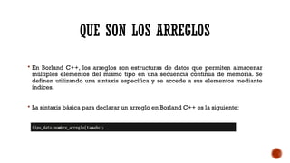 Arreglos, Punteros y Memoria en C++ para la estructura de datos | PPTX