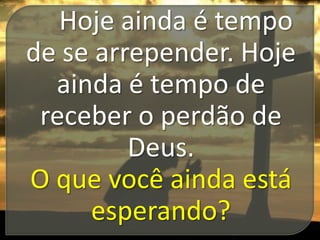 Hoje ainda é tempo
de se arrepender. Hoje
ainda é tempo de
receber o perdão de
Deus.
O que você ainda está
esperando?

 