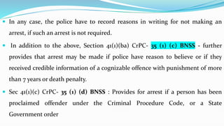 Arrest of Persons under crpc and now BNSS | PDF