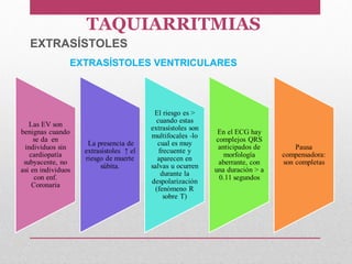 EXTRASÍSTOLES VENTRICULARES
TAQUIARRITMIAS
EXTRASÍSTOLES
 