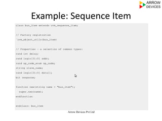 Example:	
  Sequence	
  Item	
  
Arrow Devices Pvt Ltd
	
  	
  
 