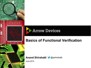 June 2014
Basics of Functional Verification
Anand Shirahatti @ashirahatti
 