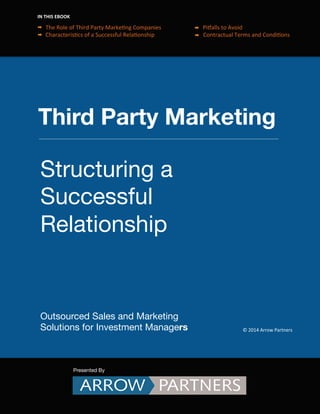 Third Party Marketing
Outsourced Sales and Marketing
Solutions for Investment Managers
Presented By
Structuring a
Successful
Relationship
 