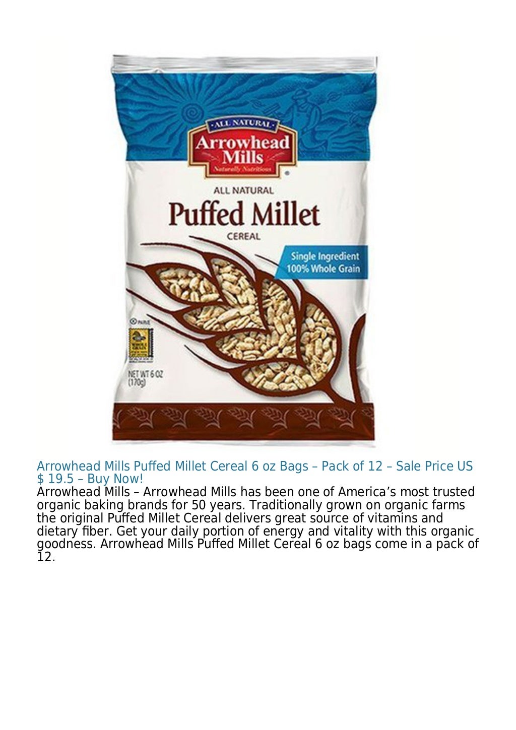 Arrowhead Mills Organic Puffed Kamut Cereal