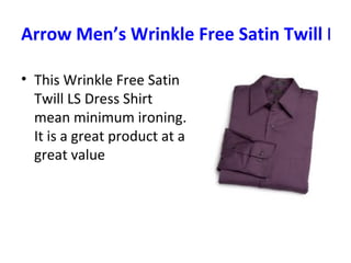 Arrow Men’s Wrinkle Free Satin Twill Long Sleeve Shirt ,[object Object]