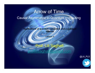 Arrow of Time
Causal Asymmetric in Quantum computing
Prof. Lili Saghafi
proflilisaghafi@gmail.com
@Lili_PLS
Applications of quantum computers and a quantum
internet
Lesson 4
 