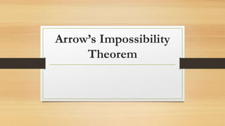 Arrow’s Impossibility
Theorem
 