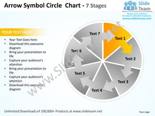 Arrow symbol circle chart 7 stages powerpoint templates 0712 | PDF