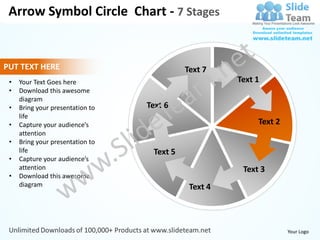 Arrow symbol circle chart 7 stages powerpoint templates 0712 | PDF