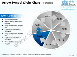 Arrow symbol circle chart 7 stages powerpoint templates 0712 | PDF