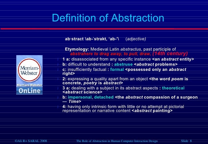 AR+S The Role Of Abstraction In Human Computer Interaction