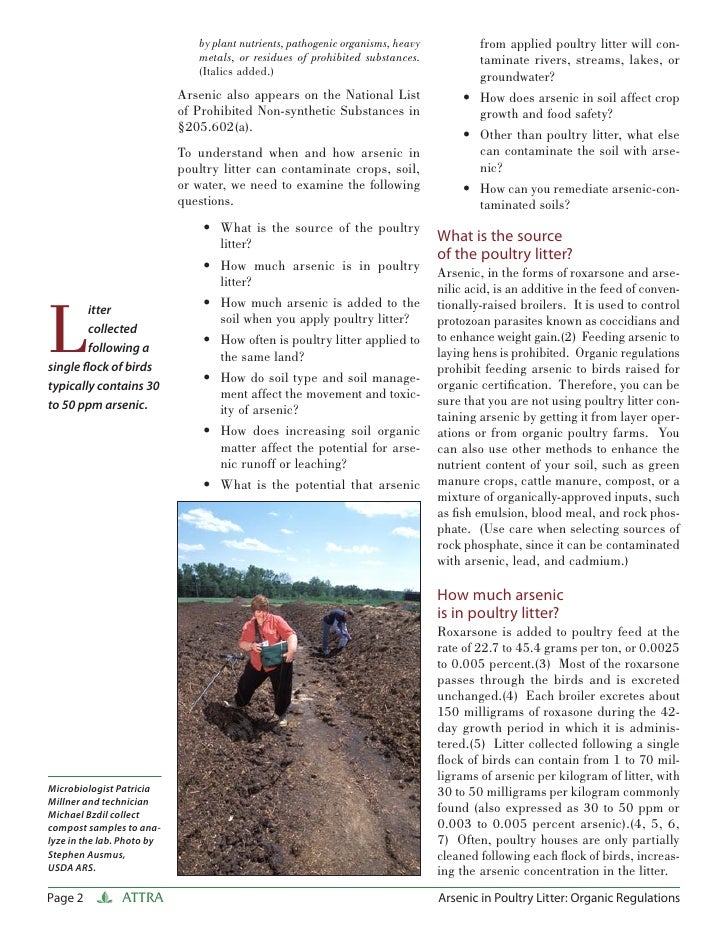 Arsenic in Poultry Litter Organic Regulations