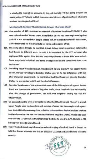 FACT-FINDING REPORT: ARSHAD SHARIF CASE
is attached to most of his accounts. At the end she told FFT that being a victim s...