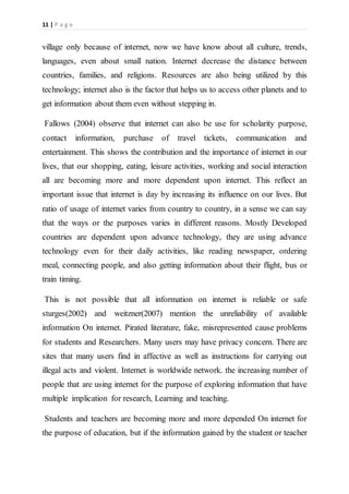 INTERNET AND ITS IMPACT ON STUDENT PERFORMANCE | DOCX