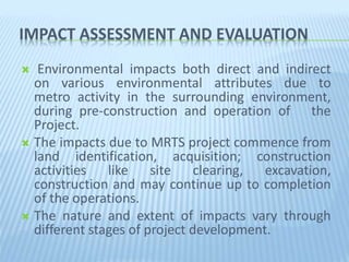 A Study on Environmental Impact of Hyderabad Metro Rail | PPTX